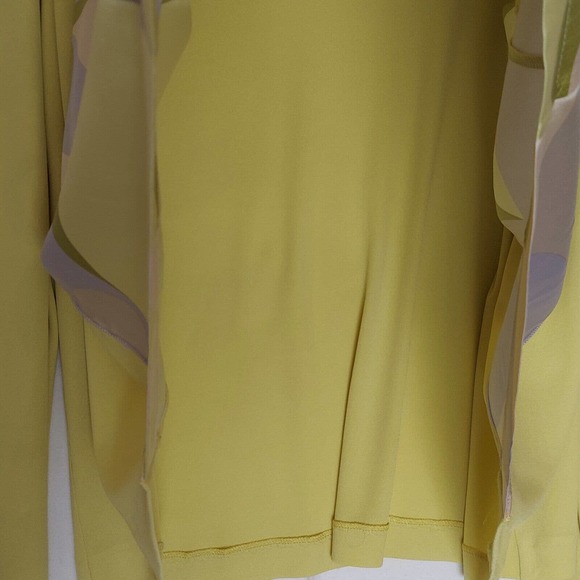 Mila Schon Silk Lined Open Blazer Womens Size 6 / 40 Yellow Green Jacket Italy - Picture 9 of 9